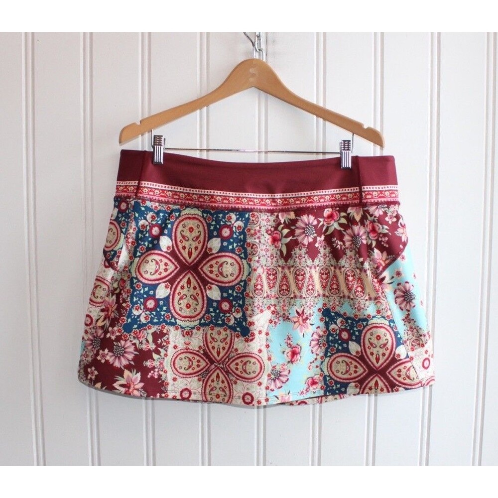 Johnny Was Thena Boho Patchwork Mini‎ Skirt Floral Paisley Festival Size XXL